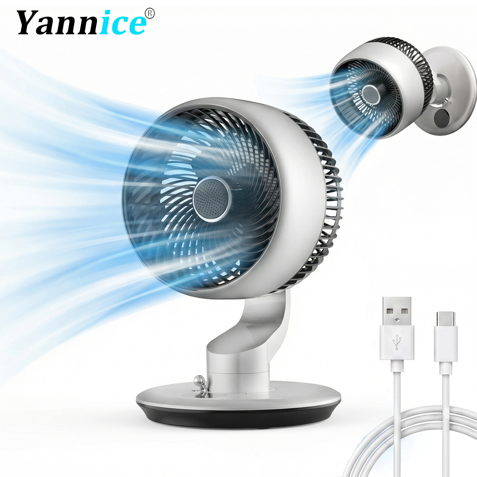 Smart Home Office - 7800mAh USB-bureauventilator, 5 snelheden, verstelbaar, 9