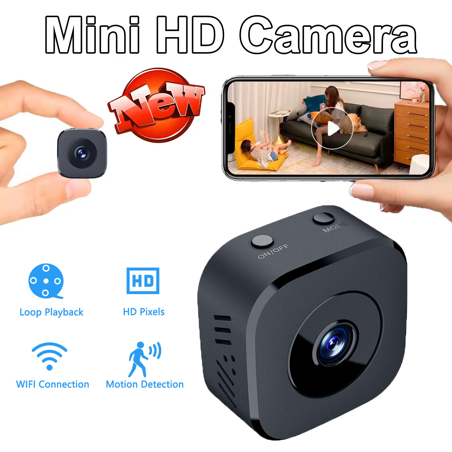 Smart Home Cctv - Beveiligingscamera 4K Mini Full Color Nachtzicht